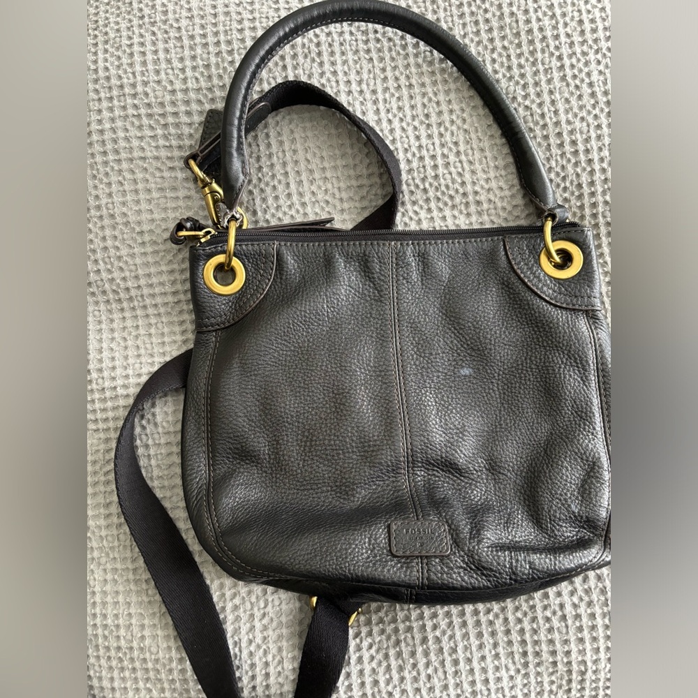 Fossil vintage black leather crossbody